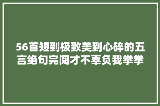 56首短到极致美到心碎的五言绝句完阅才不辜负我拳拳爱国之心
