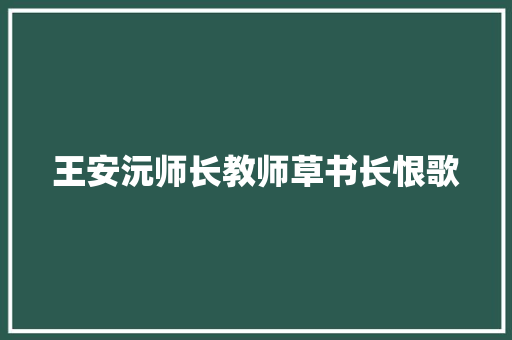 王安沅师长教师草书长恨歌