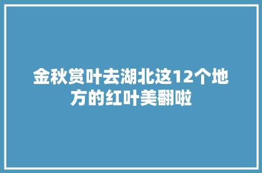 金秋赏叶去湖北这12个地方的红叶美翻啦