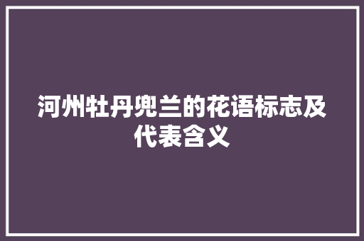 河州牡丹兜兰的花语标志及代表含义