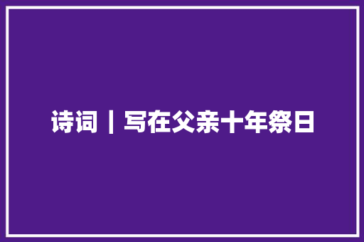 诗词｜写在父亲十年祭日