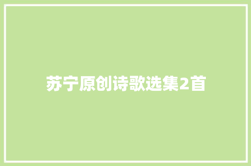 苏宁原创诗歌选集2首
