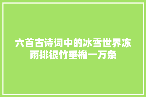 六首古诗词中的冰雪世界冻雨排银竹垂檐一万条