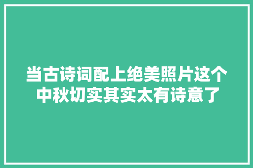 当古诗词配上绝美照片这个中秋切实其实太有诗意了