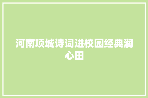河南项城诗词进校园经典润心田