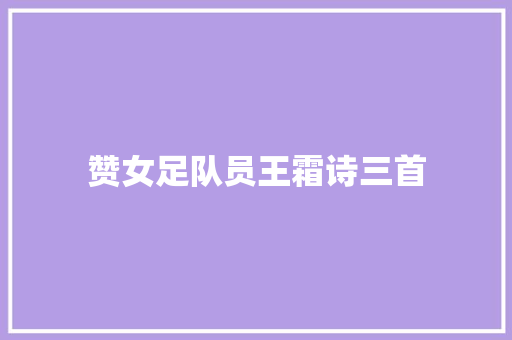 赞女足队员王霜诗三首