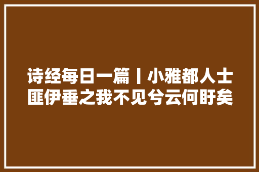 诗经每日一篇丨小雅都人士匪伊垂之我不见兮云何盱矣
