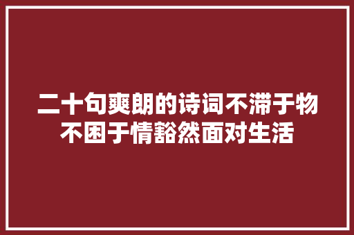 二十句爽朗的诗词不滞于物不困于情豁然面对生活