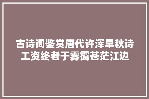 古诗词鉴赏唐代许浑早秋诗工资终老于雾霭苍茫江边