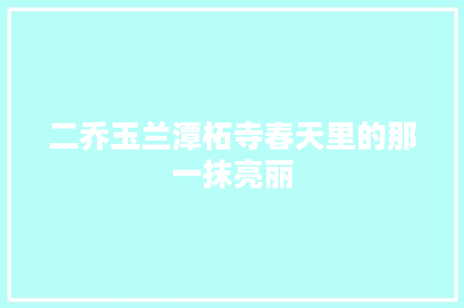二乔玉兰潭柘寺春天里的那一抹亮丽