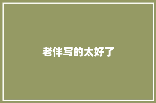 老伴写的太好了