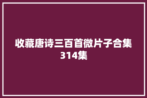 收藏唐诗三百首微片子合集314集