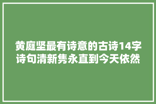 黄庭坚最有诗意的古诗14字诗句清新隽永直到今天依然惊艳