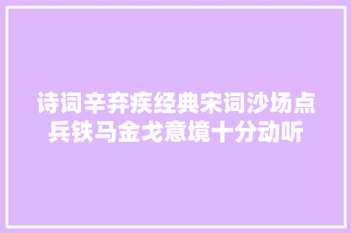 诗词辛弃疾经典宋词沙场点兵铁马金戈意境十分动听