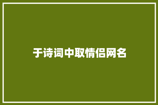 于诗词中取情侣网名