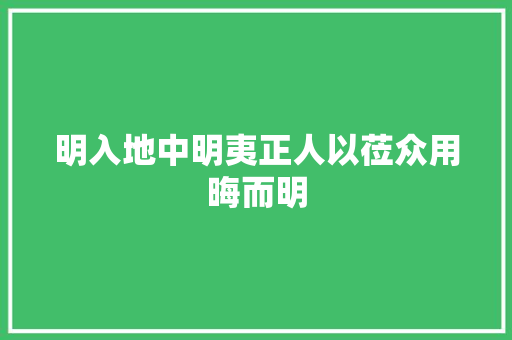 明入地中明夷正人以莅众用晦而明