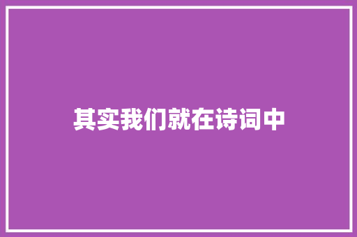 其实我们就在诗词中