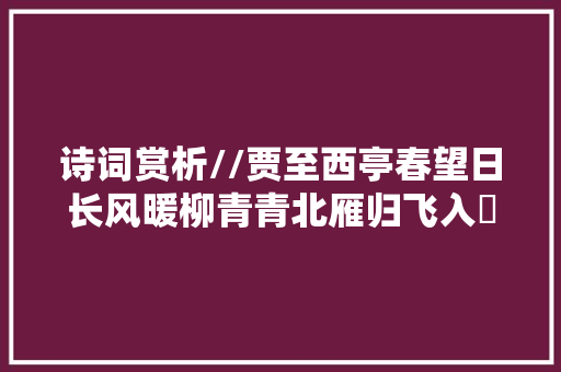 诗词赏析//贾至西亭春望日长风暖柳青青北雁归飞入窅冥。