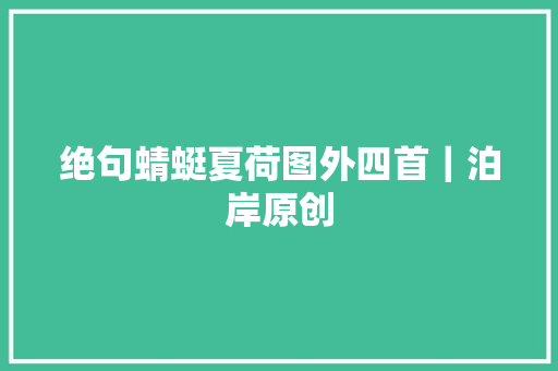 绝句蜻蜓夏荷图外四首｜泊岸原创