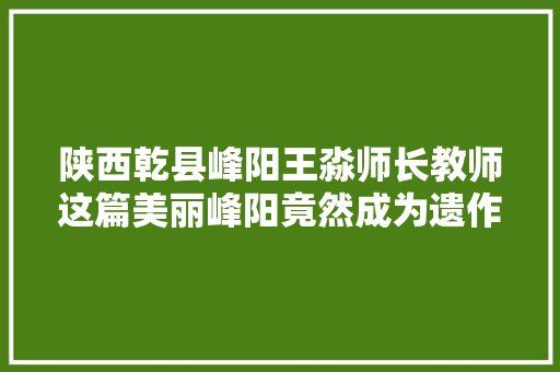 陕西乾县峰阳王淼师长教师这篇美丽峰阳竟然成为遗作
