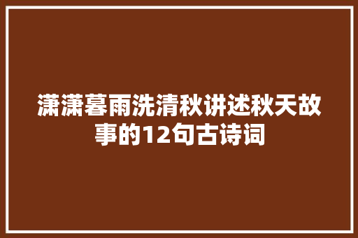 潇潇暮雨洗清秋讲述秋天故事的12句古诗词