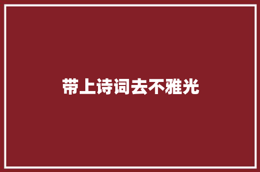 带上诗词去不雅光