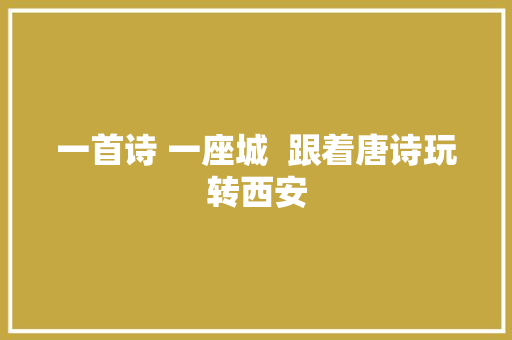 一首诗 一座城  跟着唐诗玩转西安