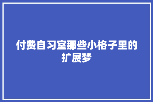 付费自习室那些小格子里的扩展梦