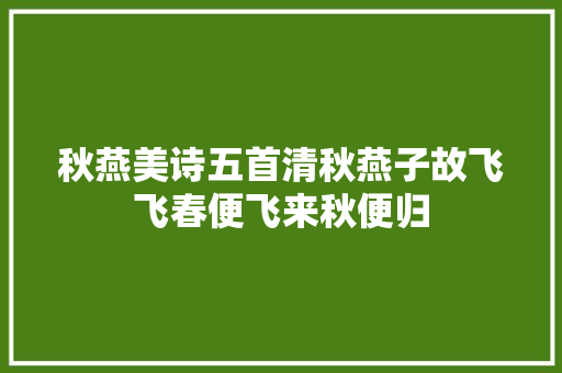 秋燕美诗五首清秋燕子故飞飞春便飞来秋便归