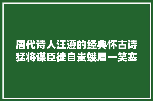 唐代诗人汪遵的经典怀古诗猛将谋臣徒自贵蛾眉一笑塞尘清
