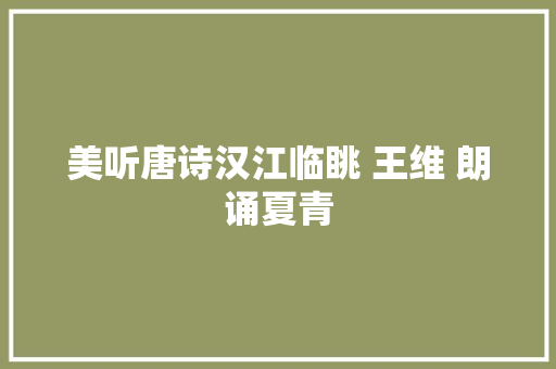 美听唐诗汉江临眺 王维 朗诵夏青