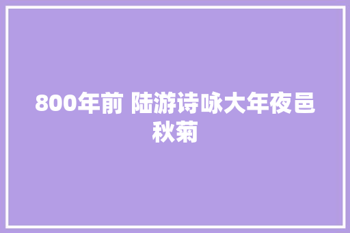 800年前 陆游诗咏大年夜邑秋菊