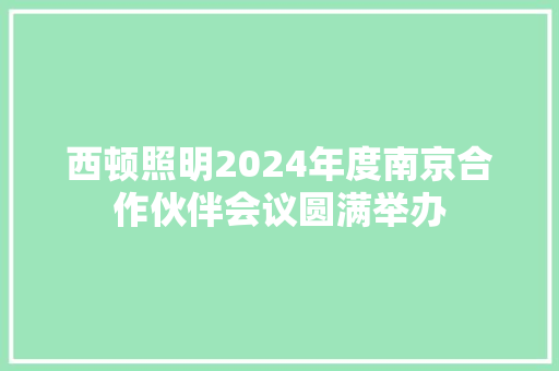 西顿照明2024年度南京合作伙伴会议圆满举办