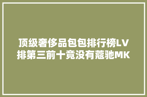 顶级奢侈品包包排行榜LV排第三前十竟没有蔻驰MK
