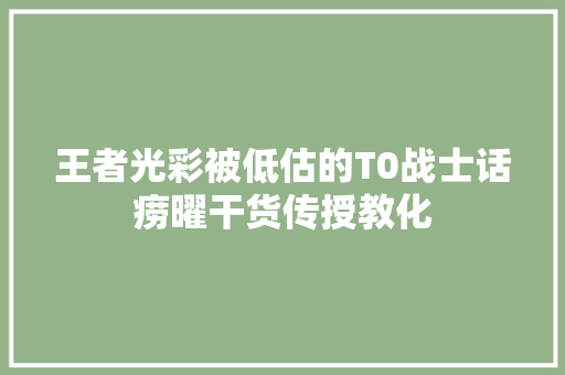 王者光彩被低估的T0战士话痨曜干货传授教化