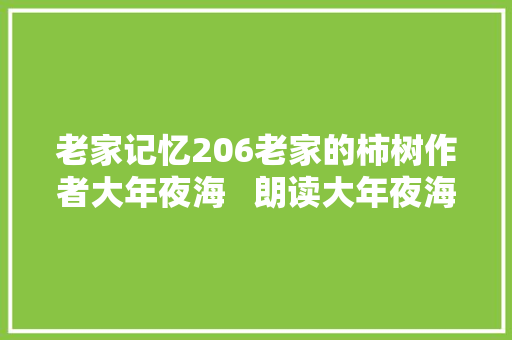 老家记忆206老家的柿树作者大年夜海   朗读大年夜海