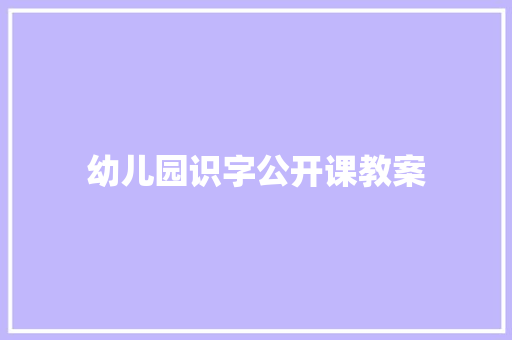 幼儿园识字公开课教案