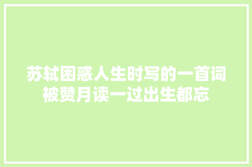 苏轼困惑人生时写的一首词被赞月读一过出生都忘