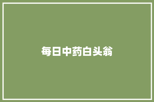 每日中药白头翁