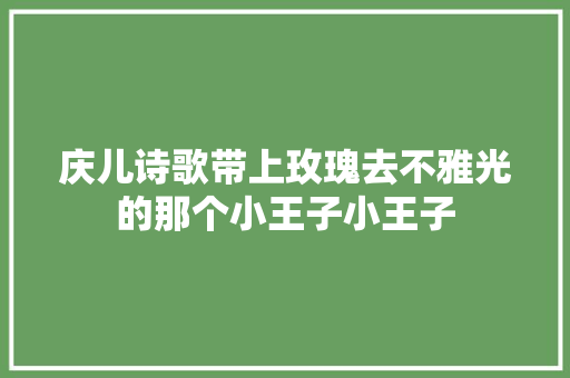 庆儿诗歌带上玫瑰去不雅光的那个小王子小王子