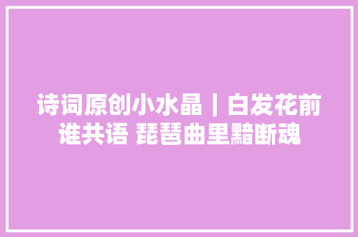 诗词原创小水晶｜白发花前谁共语 琵琶曲里黯断魂