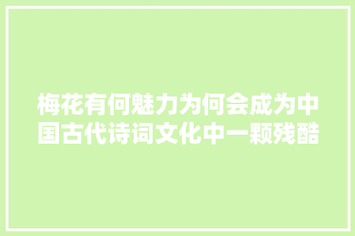 梅花有何魅力为何会成为中国古代诗词文化中一颗残酷的明珠