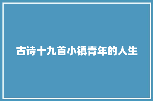 古诗十九首小镇青年的人生