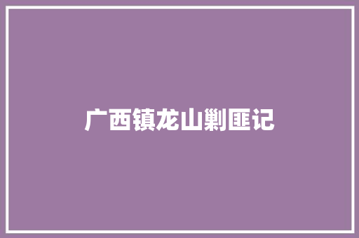 广西镇龙山剿匪记