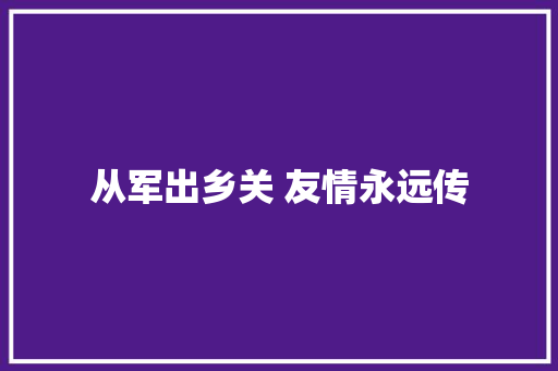 从军出乡关 友情永远传