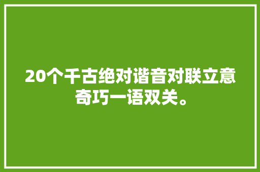 20个千古绝对谐音对联立意奇巧一语双关。