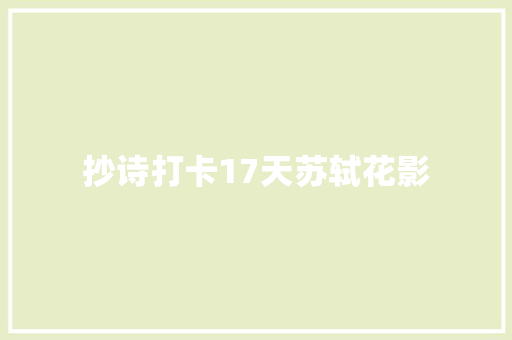 抄诗打卡17天苏轼花影