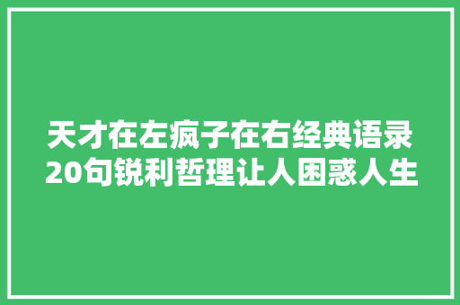 天才在左疯子在右经典语录20句锐利哲理让人困惑人生