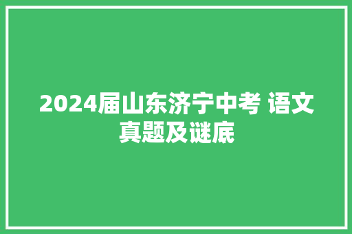 2024届山东济宁中考 语文真题及谜底