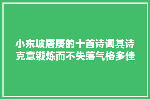 小东坡唐庚的十首诗词其诗克意锻炼而不失落气格多佳句名篇